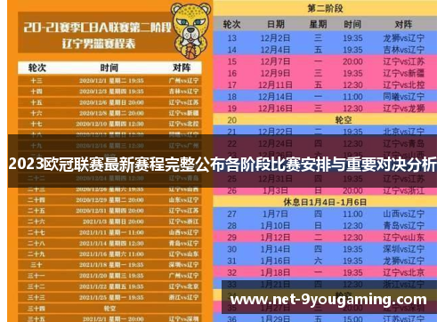 2023欧冠联赛最新赛程完整公布各阶段比赛安排与重要对决分析