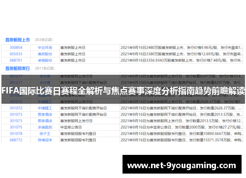 FIFA国际比赛日赛程全解析与焦点赛事深度分析指南趋势前瞻解读 FIFA国际比赛日赛程全解析与焦点赛事深度分析指南趋势前瞻解读